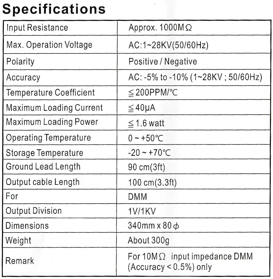 HPD-40AM High Voltage Probe Meter