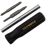 Olympia Tools 6-in-1 Nut and Screwdriver, 1/4" + 3/16" Slotted, #1 + #2 Phillips