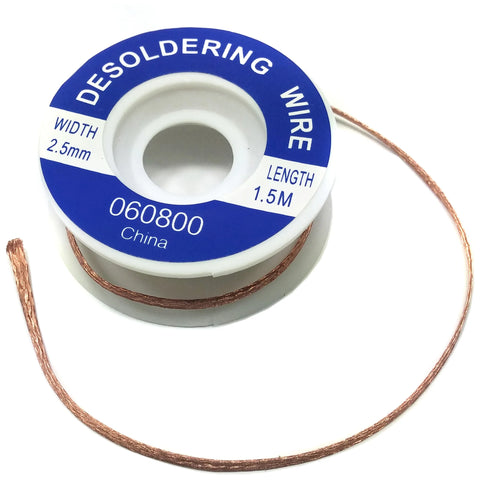 Desoldering Wick for Solder Removal, 2.5mm Width, 5' Length