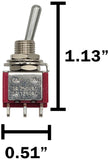 On-On DPDT Miniature Toggle Switch, 6-Pin Solder Lug Termination