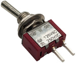 Miniature SPST Toggle Switch, 2-Pin PC Lead Termination