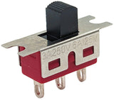 SPDT On-On Mini Slide Switch with 3 Solder Lug Terminals (0.24" x 0.50")