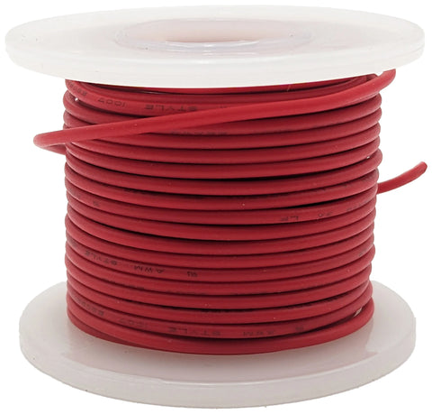 25 Feet Red 22 Gauge Solid Hook-Up Wire, Tinned Copper, PVC Insulation (Shade May Vary)