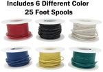 Solid 20 Gauge Hook Up Wire Kit - Includes 6 Different Color 25 Foot Spools, Tinned Copper, PVC Insulated