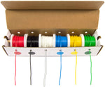 Stranded 22 Gauge Hook Up Wire Kit - Includes 6 Different Color 25 Foot Spools, Tinned Copper, PVC Insulated