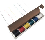 Solid 24 Gauge Hook Up Wire Kit - Includes 6 Different Color 100 Foot Spools, Tinned Copper, PVC Insulated