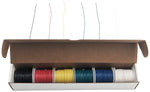 Solid 24 Gauge Hook Up Wire Kit - Includes 6 Different Color 100 Foot Spools, Tinned Copper, PVC Insulated