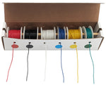 Solid 24 Gauge Hook Up Wire Kit - Includes 6 Different Color 25 Foot Spools, Tinned Copper, PVC Insulated