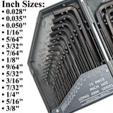 30 Piece Hex Wrench Set, Popular Inches and Metric Sizes with Grey Storage Case