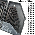 30 Piece Hex Wrench Set, Popular Inches and Metric Sizes with Grey Storage Case