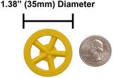 100 Pack Yellow 35mm Front Wheels with Spokes for Co2 Dragsters