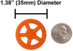 100 Pack Orange 35mm Front Wheels with Spokes for Co2 Dragsters