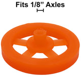 100 Pack Orange 35mm Front Wheels with Spokes for Co2 Dragsters