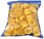 100 Pack Yellow 40mm Rear Wheels with Spokes for Co2 Dragsters