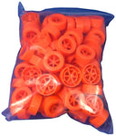 100 Pack Orange 40mm Rear Wheels with Spokes for Co2 Dragsters