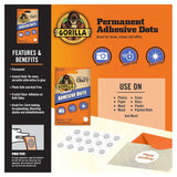 Gorilla 1,200 Count Permanent Adhesive Dots, Double-Sided, 0.5" Diameter, Clear