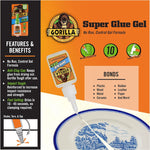 Gorilla 6 Pack 15 Gram Tubes Super Glue Gel, Dries in 10-45 Seconds