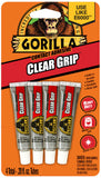 Gorilla 4 Pack 0.2 Ounce Tubes Clear Grip Waterproof Contact Adhesive Minis, Clear