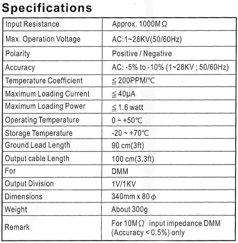 B&K Precision HV44A High Voltage Probe Meter, 0 to +40KV DC