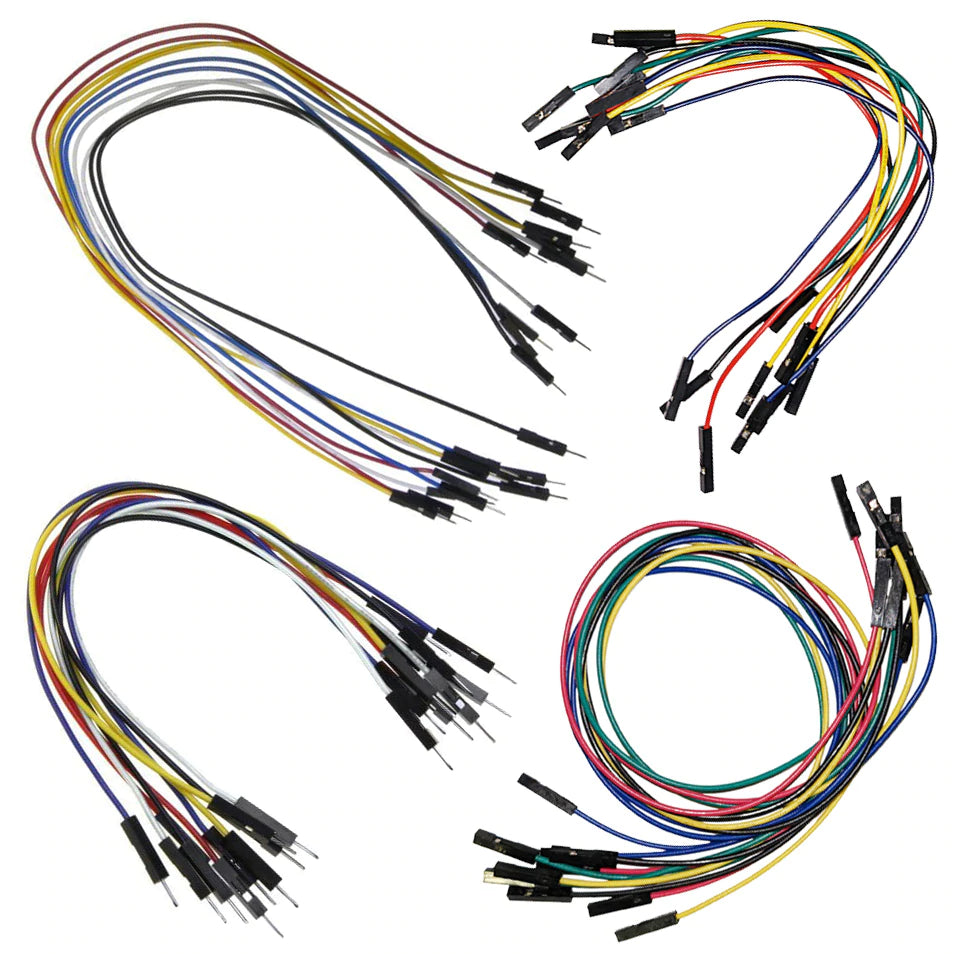 40 Piece Jumper Wire Kit - Includes Male to Male and Female to Female, 6 & 12 Lengths, Assortment of Colors